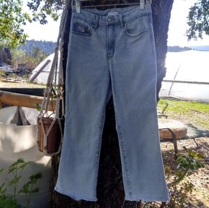 Good American Women's Raw Hem Cropped Boot Cut Jeans